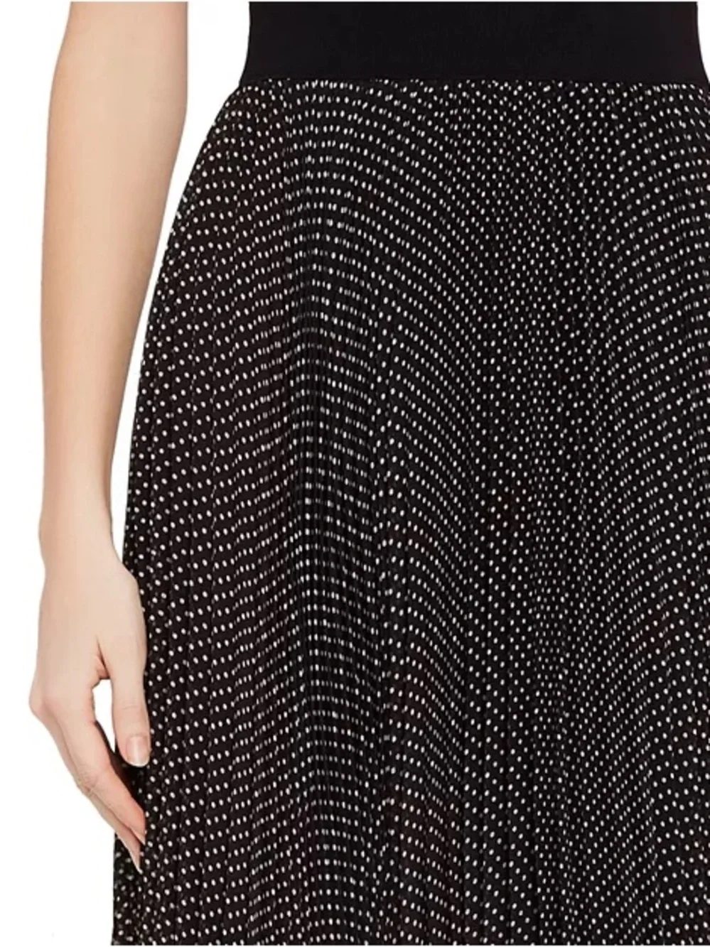 Alice and Olivia Katz Pleated Maxi Skirt Black with white polka dot 6 - Picture 4 of 10